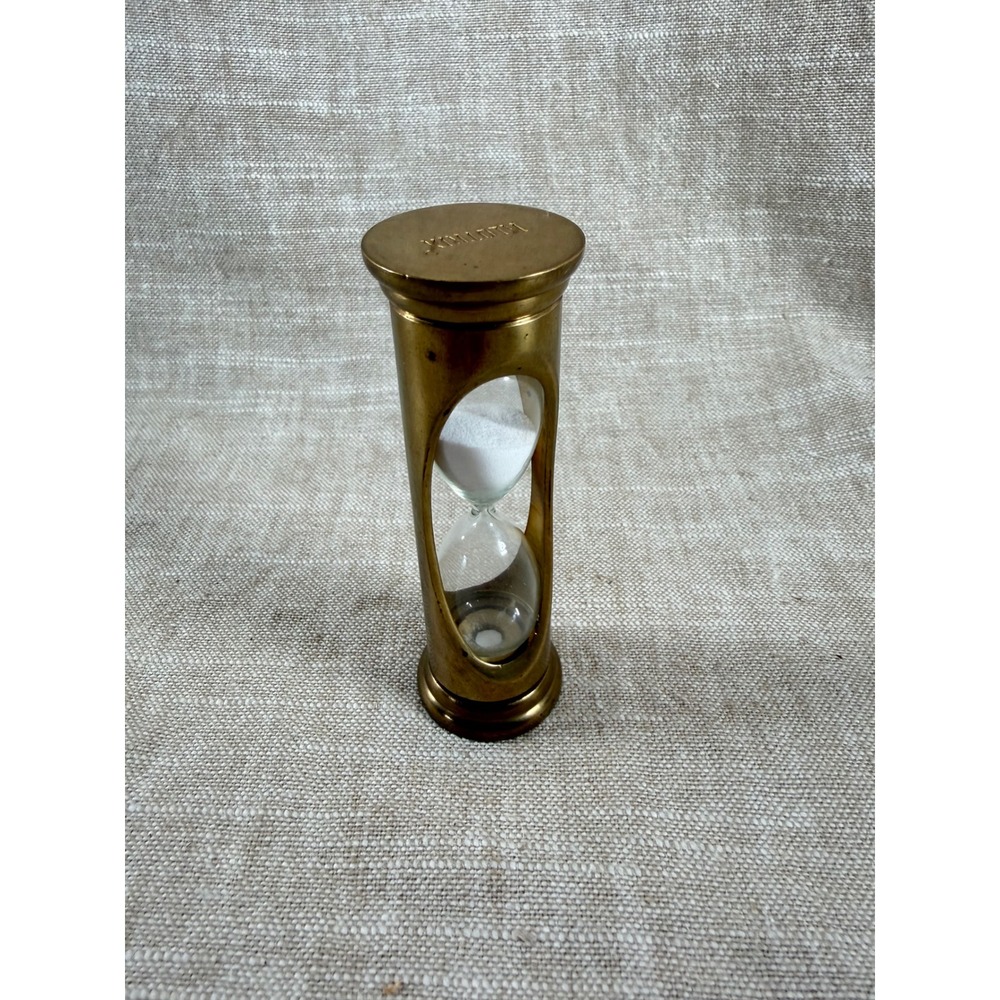 Vintage Brass Sand Timer | Mini Hourglass Desk Decor | Mid Century